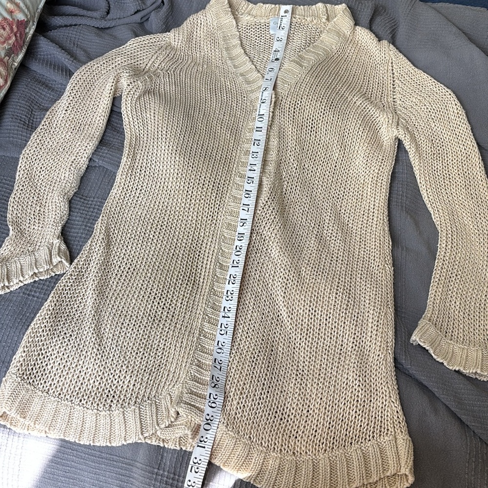 Garnet Hill Linen Cardigan Sweater Size Small Beige - Picture 7 of 12